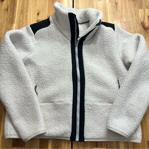 Under Armour White Sherpa Full-Zip Hoodie with Black Trim